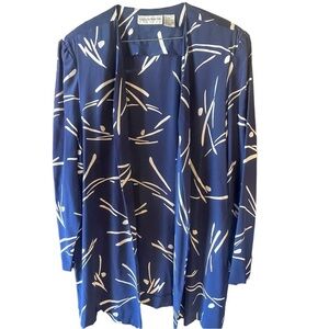 Liz Claiborne 100% silk Sz 14 abstract pattern lightweight cardigan‎ open front